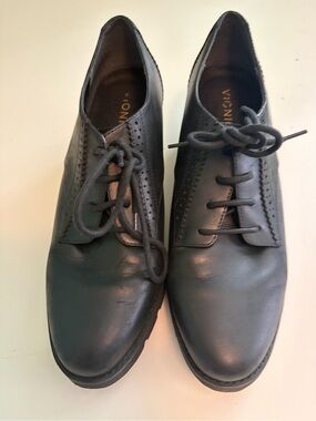 Vionic Anaheim Black Leather Oxford Derby Lace-Up Shoes